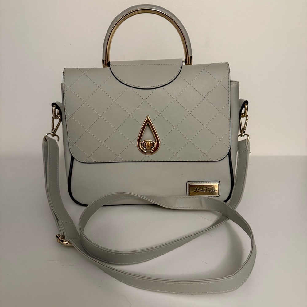 Bella Russo Stone Gray Shoulder Bag Purse Crossbody Adjustable Removable Strap